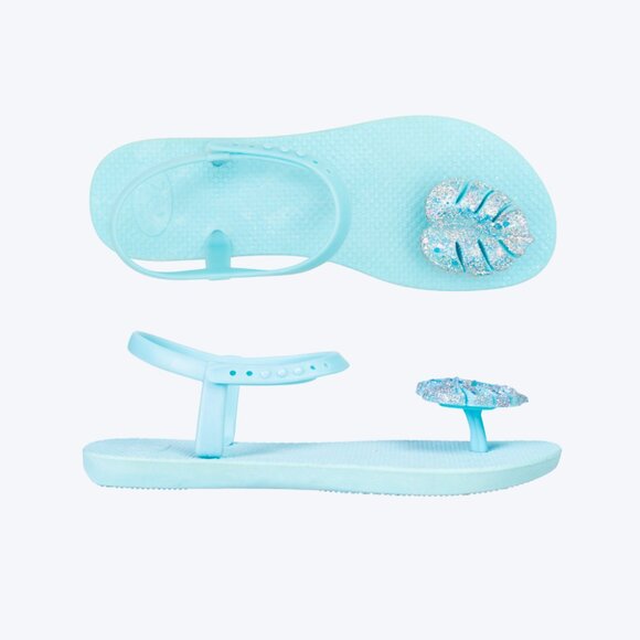 ZHOELALA — Sandals Comfort "TROPICAL LEAVES" • Sky Blue - Picture 1 of 8